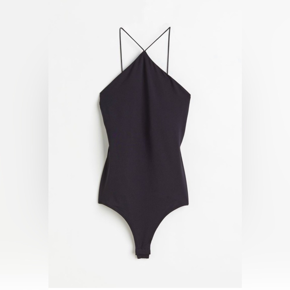 ⭐️ NWT H&M Black Jersey Thong Bodysuit Size XXL